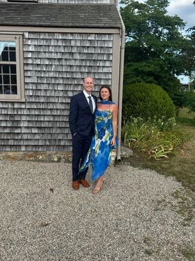 Blue Floral Slip Dress with Green Accents